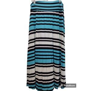Merona Blue Black and White Horizontal Stripe Maxi Skirt